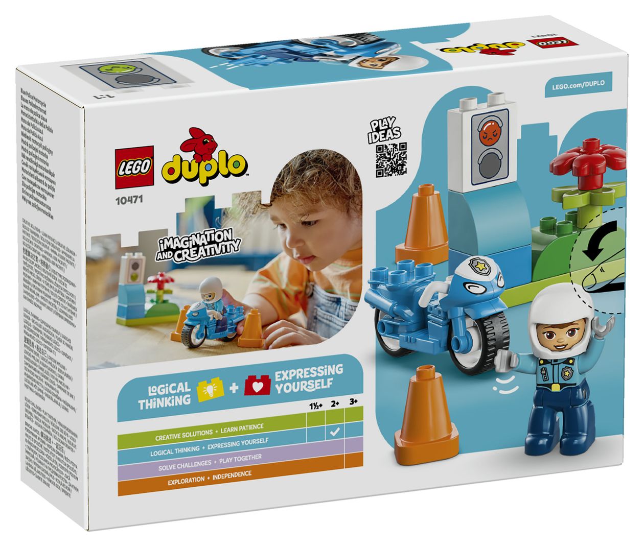 DUPLO Town Blaues Polizeimotorrad Bauset 11 Teile  (Mehrfarbig) 