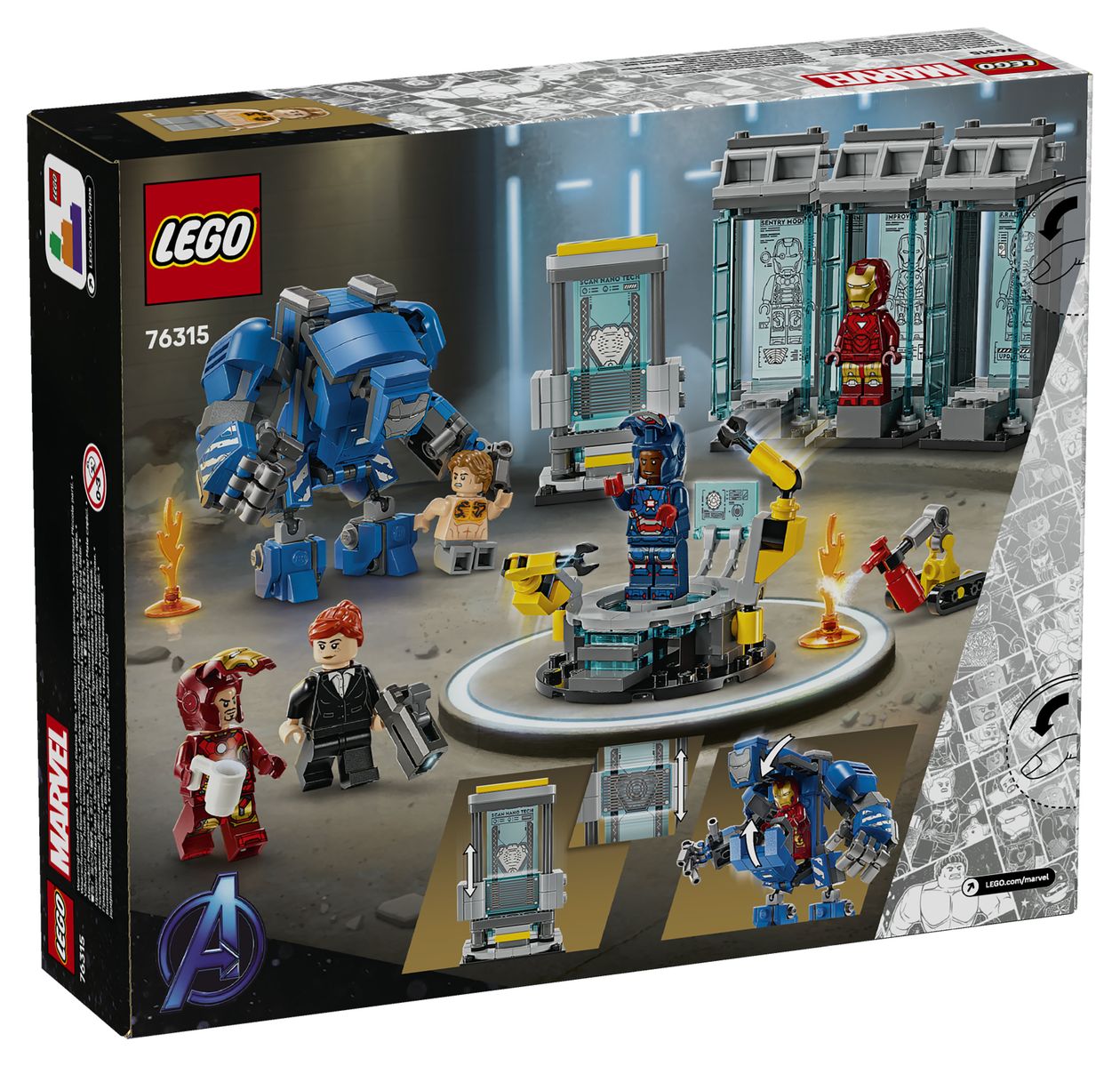 Marvel Iron Mans Labor Halle der Rüstungen Bauset 384 Teile  (Mehrfarbig) 