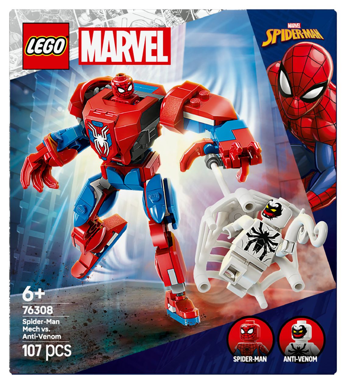 Marvel Spider-Man Mech vs. Anti-Venom Bauset 107 Teile  (Mehrfarbig) 