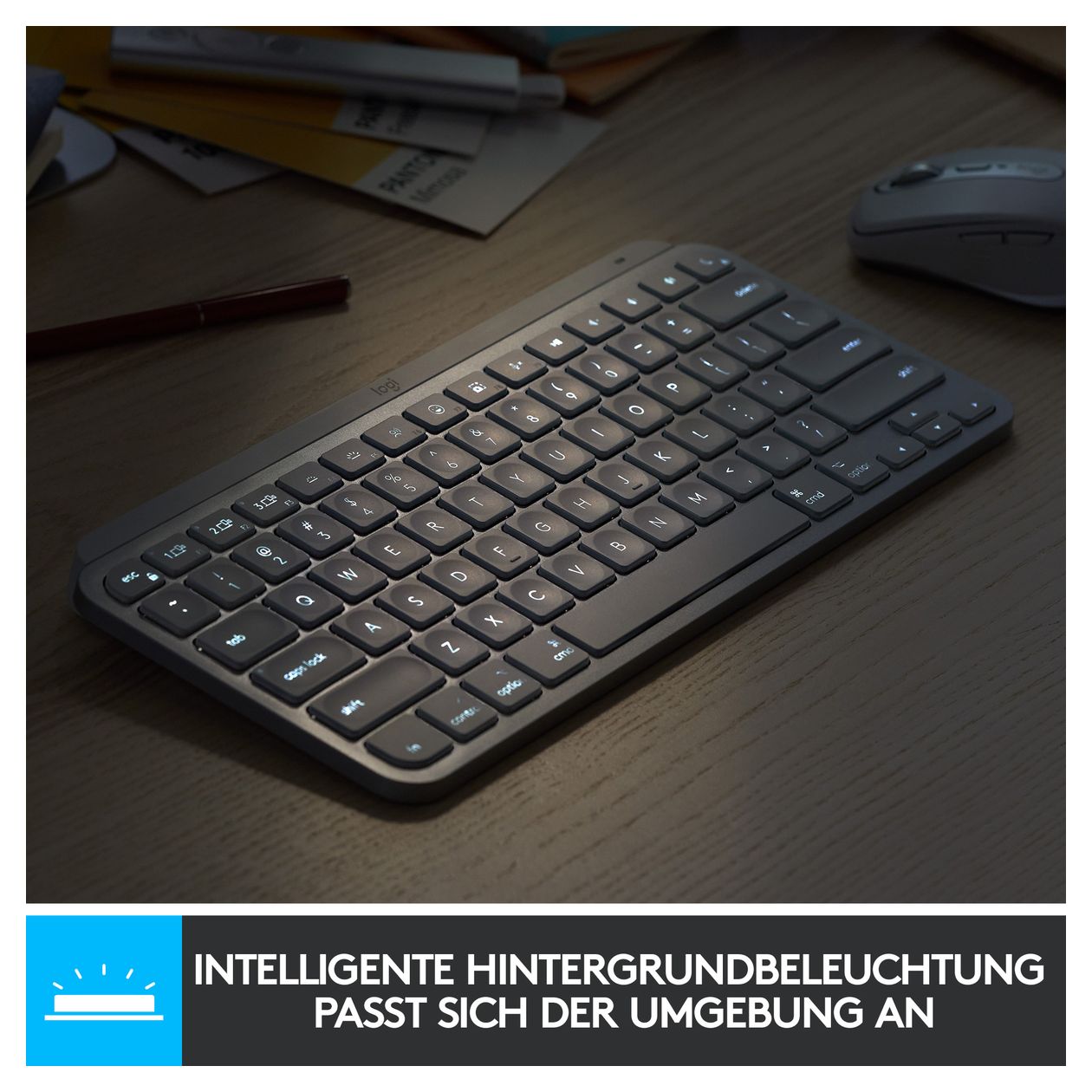 MX Keys Mini Minimalist LED Büro Tastatur RF Wireless + Bluetooth 2.4 GHz  (Rose) 