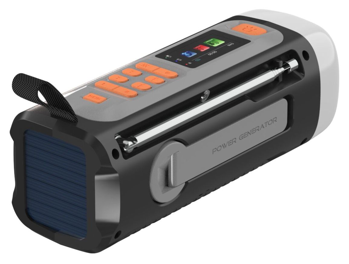 RESQ200 Kurbelradio Bluetooth DAB, DAB+, FM Radio Tragbar IPX3  (Schwarz) 