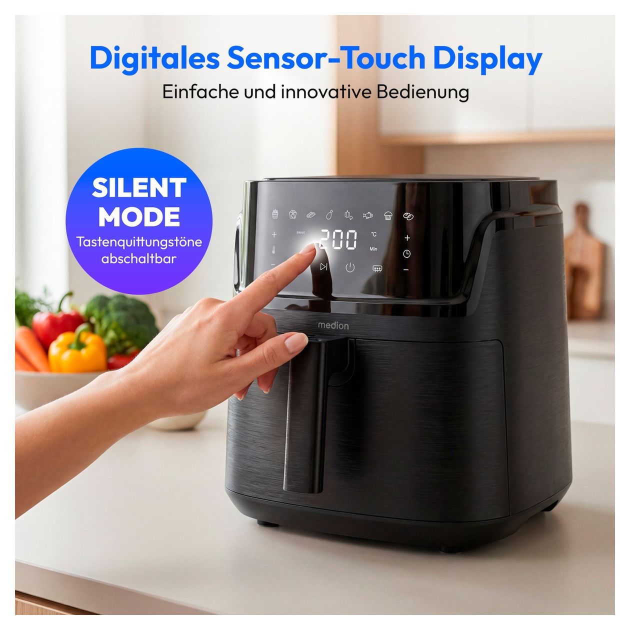 Life P15 XL Eigenständig Heißluftfritteuse 7,2 l 1650 W  (Schwarz) 