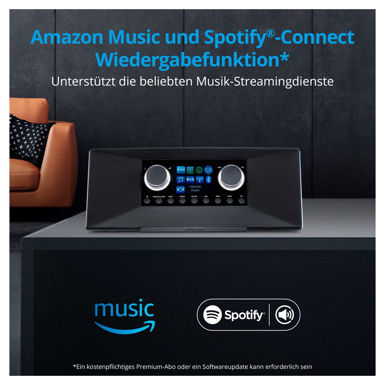 Life P85333 Bluetooth AM, DAB+, FM, MW Radio Internet  (Schwarz) 