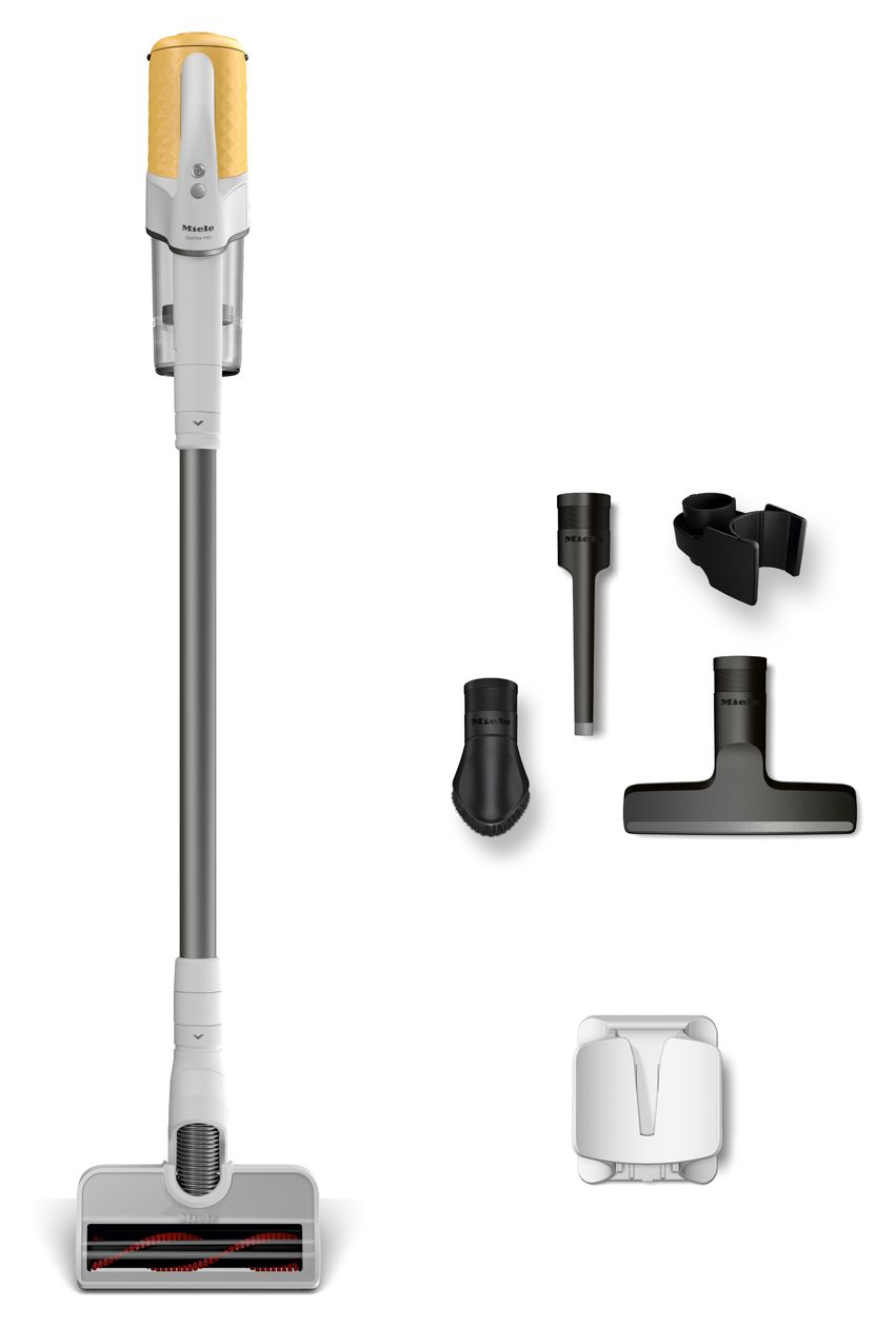 Duoflex HX1 Handstaubsauger Beutellos bis 55 min Laufzeit Hygienefilter  (Weiß, Gelb) 