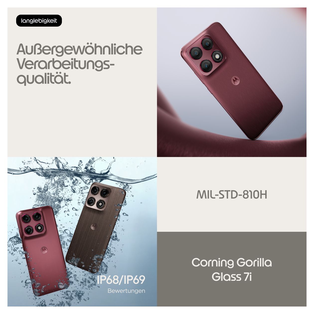 edge 70 Pro 256 GB 5G Smartphone 17,2 cm (6.78") Android 50 MP Dreifach Kamera Dual Sim WiFi 6E (PANTONE Zinfandel) 