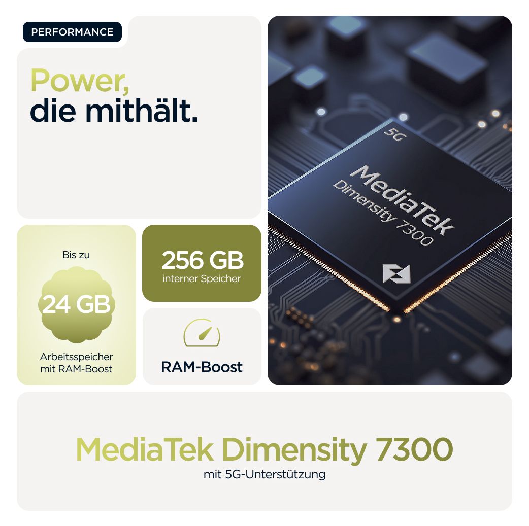 Moto G86 256 GB 5G Smartphone 16,9 cm (6.67 Zoll) Android 50 MP Dual Kamera Dual Sim WiFi 6 (Golden Cypress) 