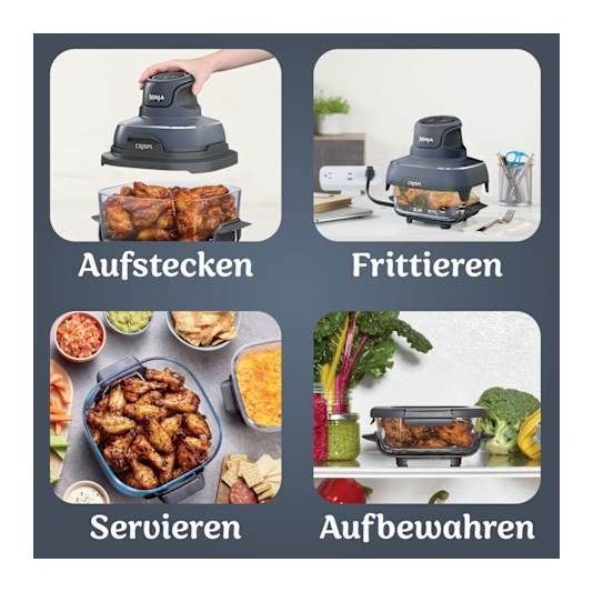 FN101EU Crispi Heißluftfritteuse 3,8 l 1700 W (Blau, Grau, Transparent) 