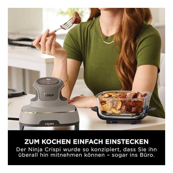 FN101EU Crispi Heißluftfritteuse 3,8 l 1700 W (Grau, Steinfarbe, Transparent) 