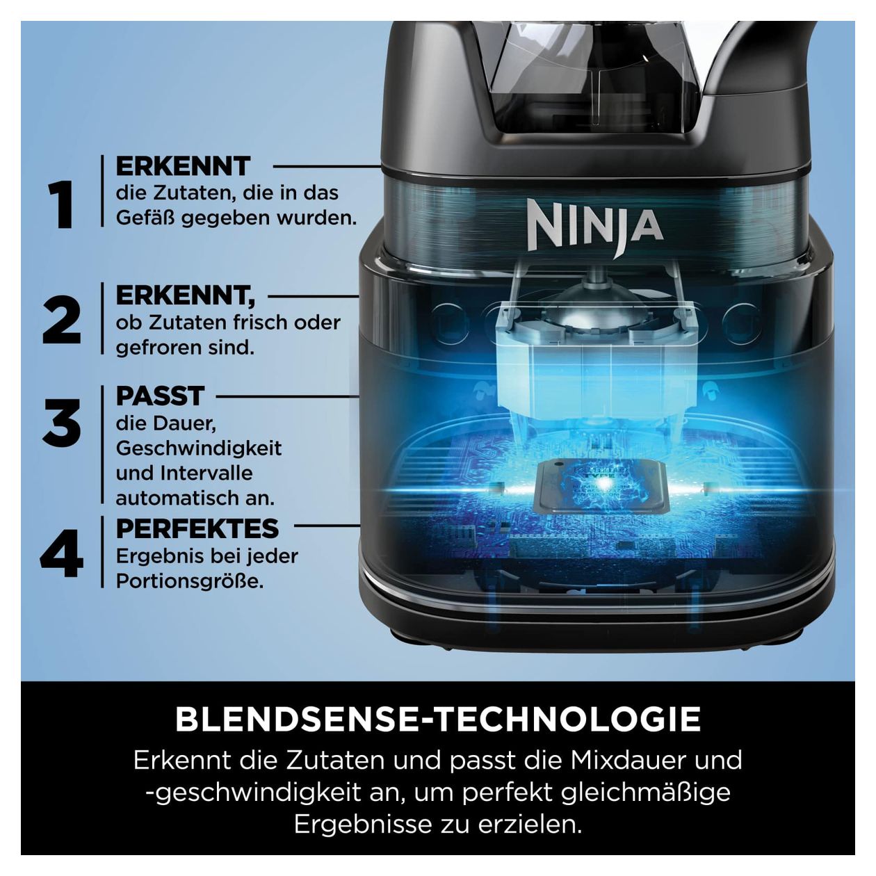 TB201EU Detect Power Mixer Pro 2,1 l Standmixer 1200 W  (Schwarz, Silber) 