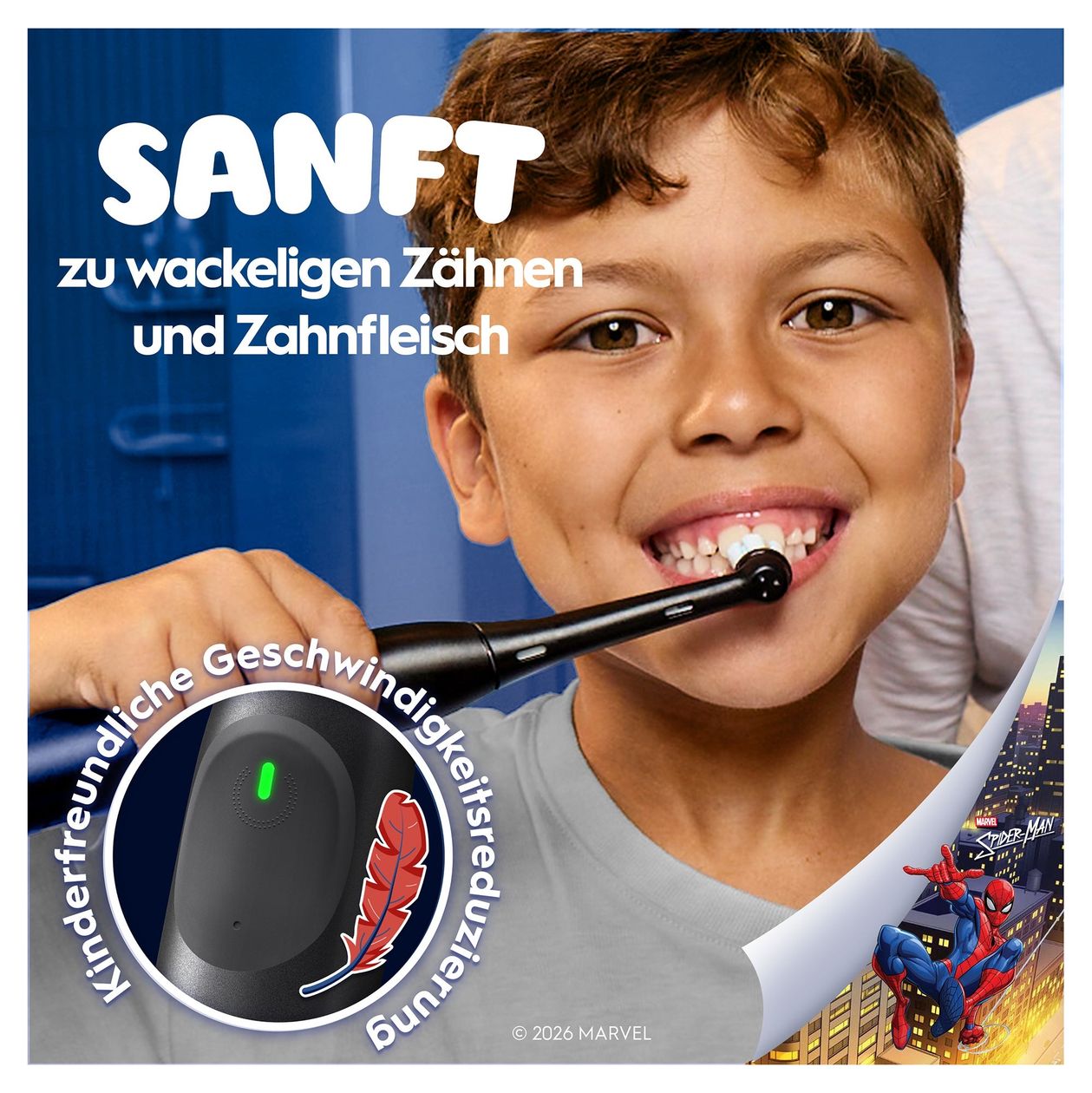 iO Kids 6+ Spiderman Rotierende Zahnbürste für Kinder  (Schwarz) 