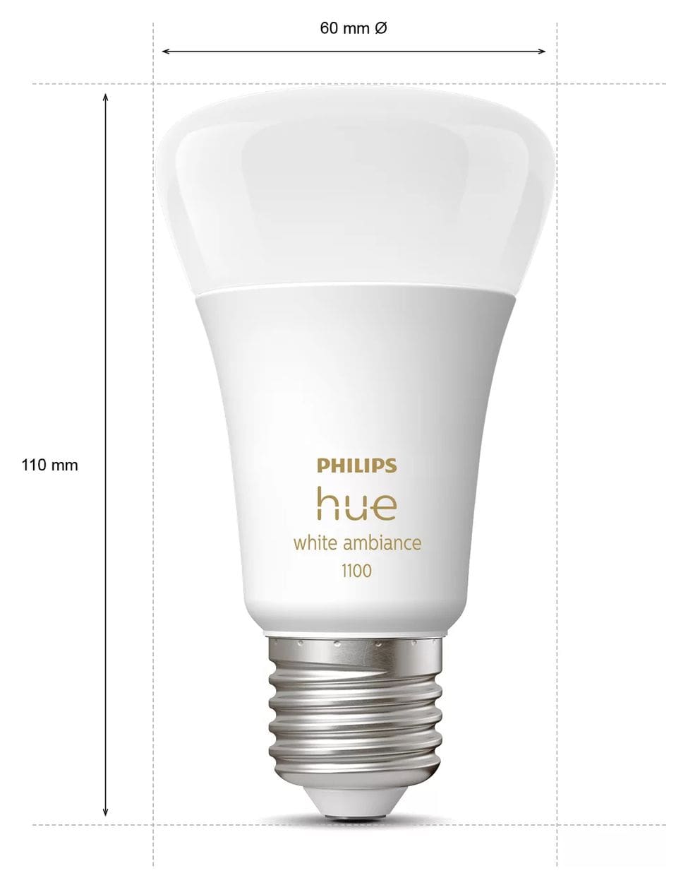 Hue White Ambience Starterset: E27 Lampe A60 Doppelpack + Dimmschalter LED Set für intelligente Beleuchtung 1100 mm Warmweiß, Kaltweiße 