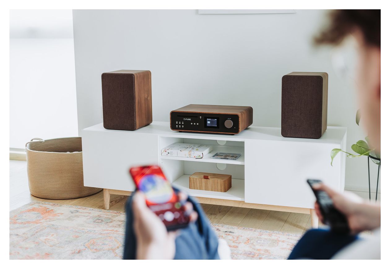 Classic Stereo Heim-Audio-Mikrosystem DAB, DAB+, FM 50 W Bluetooth  (Schwarz, Walnuss) 