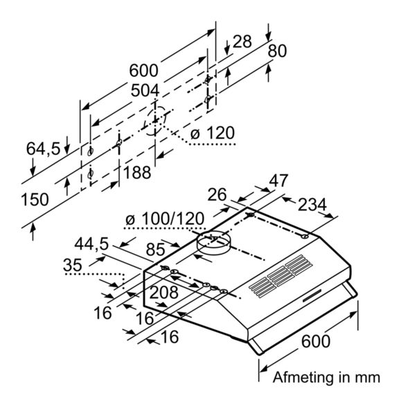 iQ100 LU63LCC20 Abluft/Umluft Dunstabzugshaube/Esse Unterbau 60 cm (Weiß) 
