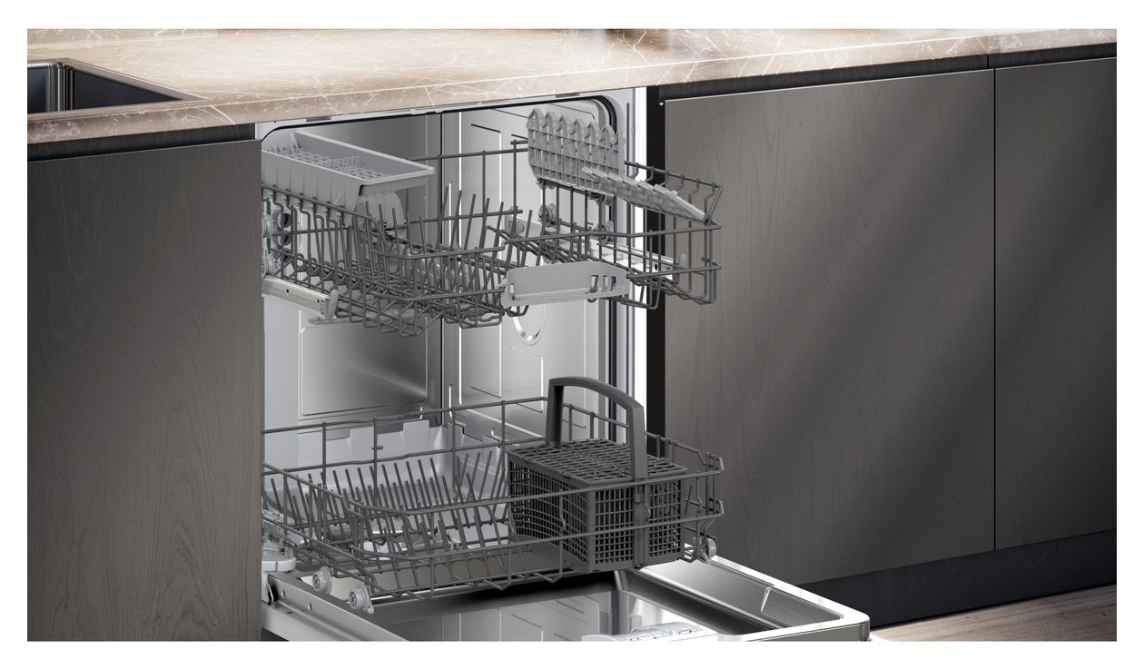 iQ100 SX61HX01TE 60 cm Geschirrspüler vollintegriert (ohne Front) Leise 13 Maßgedecke aquaStop Funktion 