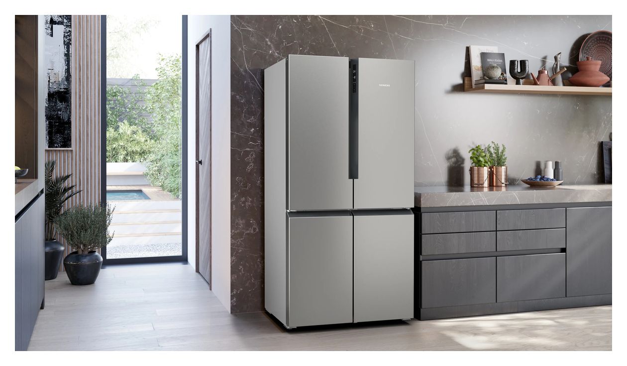 iQ300 KF96NVPEA Side-by-Side Kühl-/ Gefrierkombination French Door 405 l / 200 l 333 kWh NoFrost 1830 mm x 910 mm  (Silber) 
