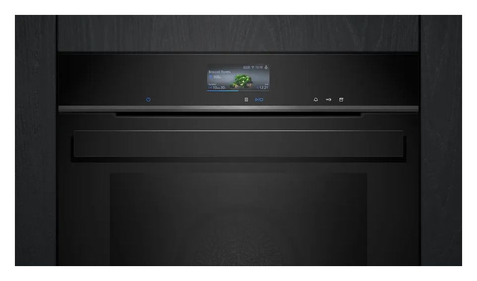 iQ700 HR976GMB1 Einbaubackofen groß Dampfgaren AutoClean (Edelstahl, Schwarz) 