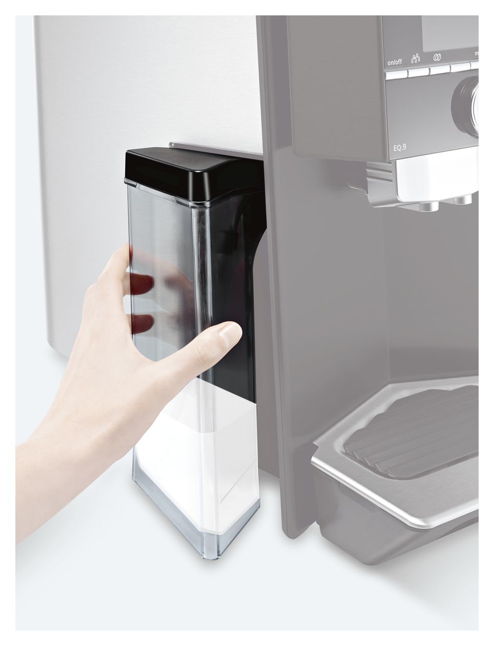 TZ90009 Milchcontainer speziell für den EQ.9 entwickelt  Milchschlauch (Schwarz, Transparent) 