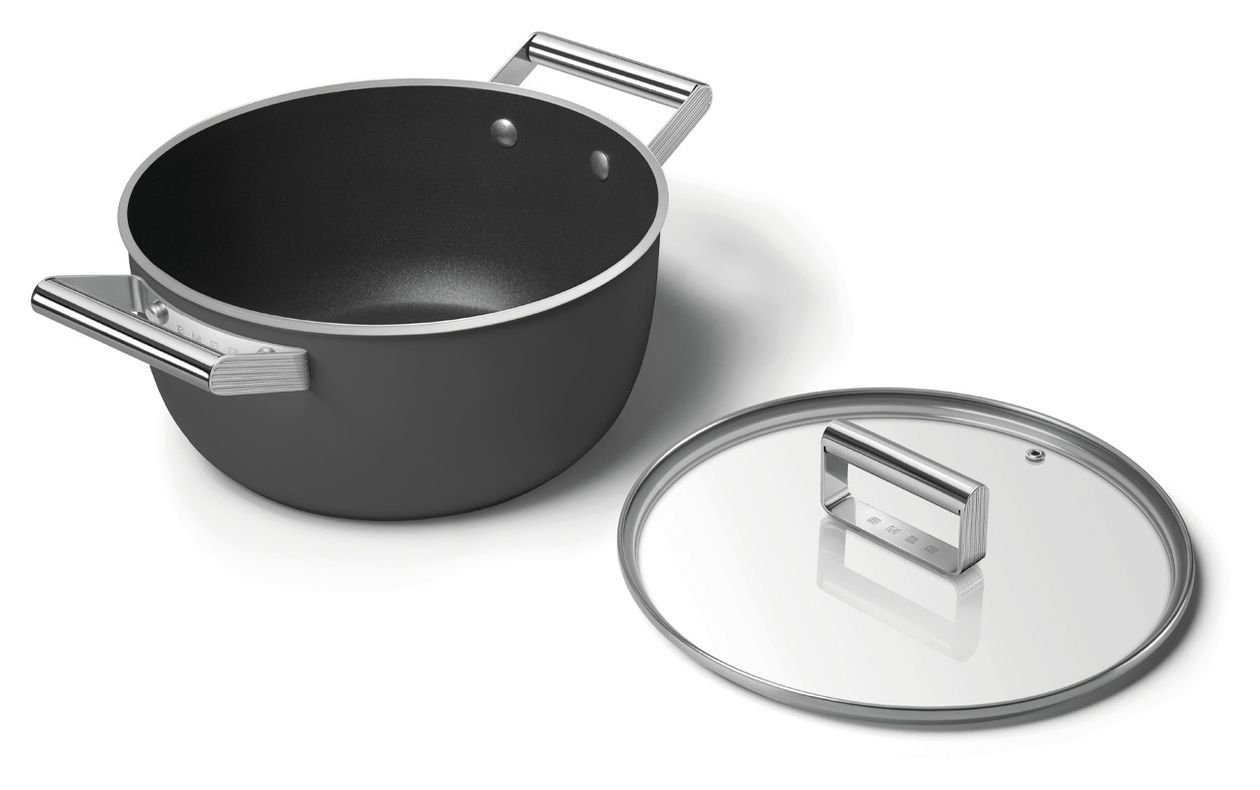 CSF2412BLM Schmortopf 50's Style 24 cm Keramik beschichtet für alle Herdplatten und Backöfen bis 250° mit Glas-Deckel 