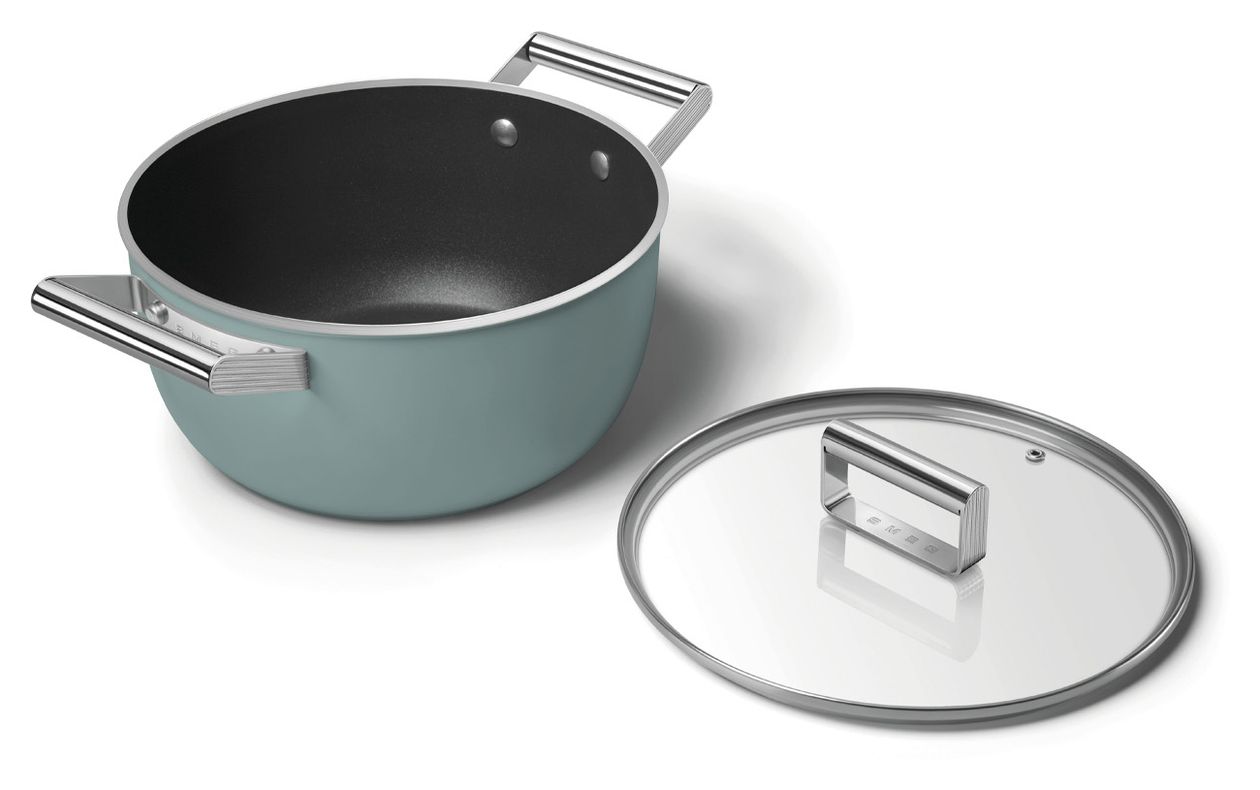 CSF2412EGM Schmortopf 50's Style 24 cm Keramik beschichtet für alle Herdplatten und Backöfen bis 250° mit Glas-Deckel 