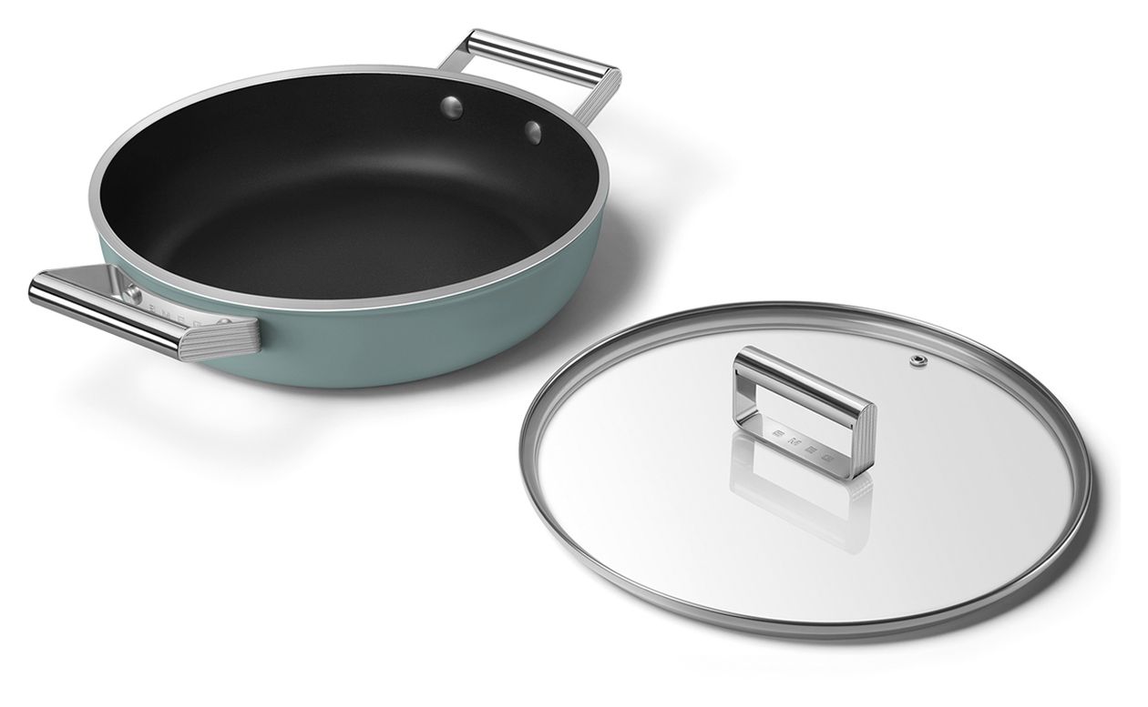 DPF2812EGM Schmorpfanne 50's Style 28 cm Keramik beschichtet für alle Herdplatten und Backöfen bis 250° mit Glas-Deckel 