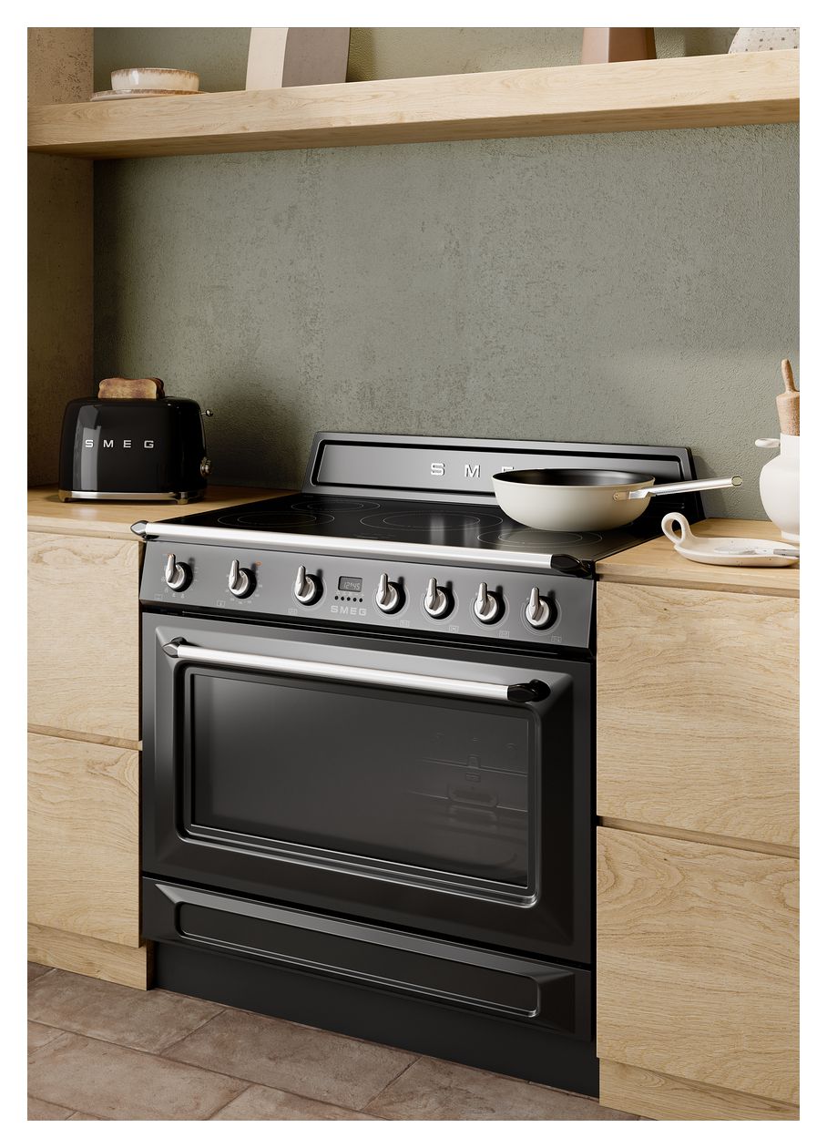 TR90IMBL Range Cooker (Kochherd) Elektro 115 l Zweikreis-Grill mit variabler Rate 9 Beheizungsarten AutoClean mit Induktions Kochfeld 