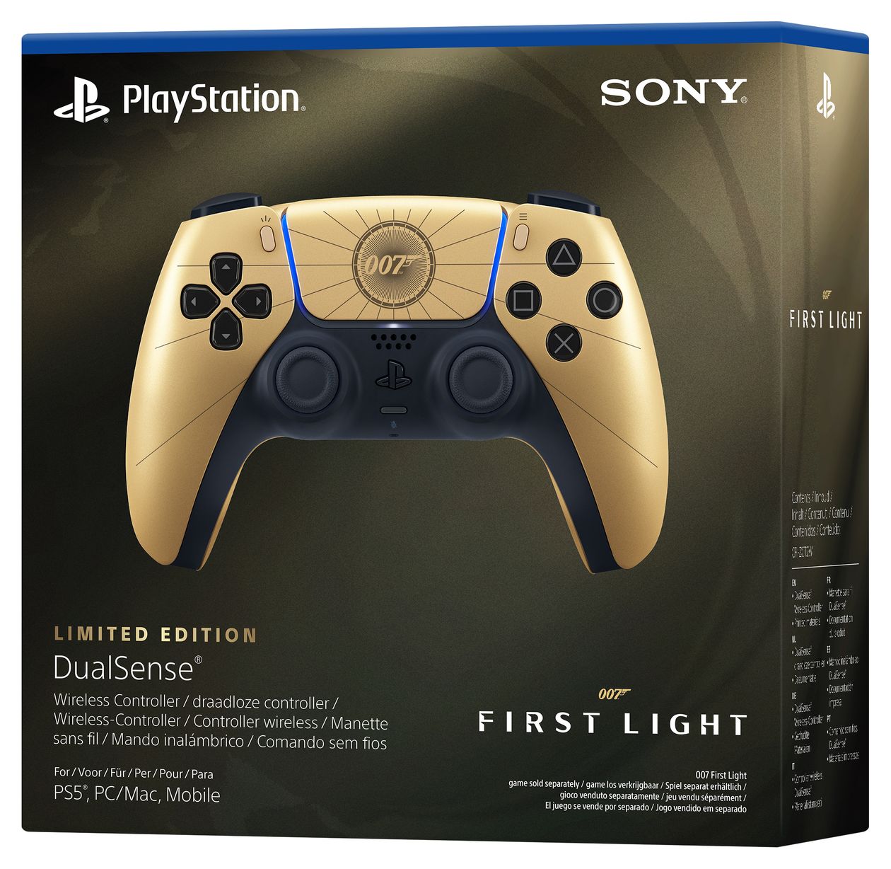 DualSense Wireless Controller - 007 First Light Limited Edition Analog / Digital Gamepad für PC/MAC/Android/iOS/PlayStation 5  (Schwarz, Gold) 