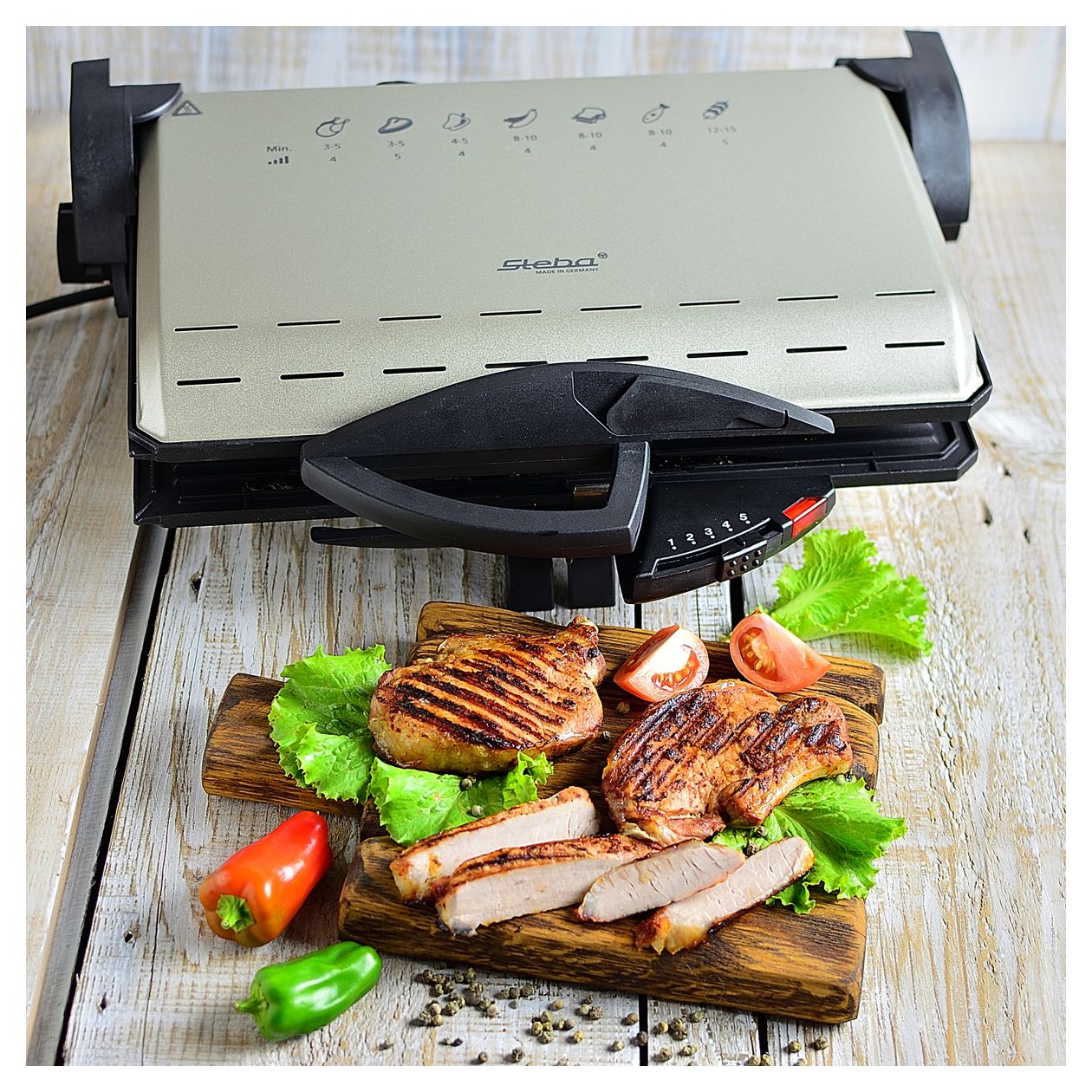 PG 4.4 Kontaktgrill 2000 W mit 370 x 230 mm Fläche  (Schwarz, Champagner) 