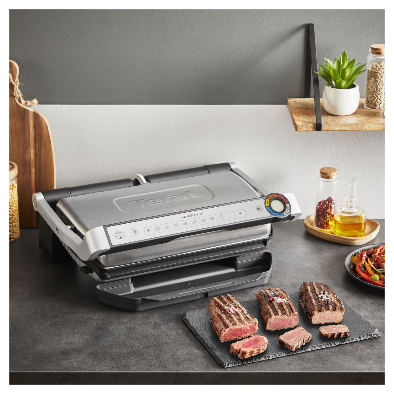 GC727D Optigrill+ XL 1 Zone(n) 2000 W mit 400 x 200 mm Fläche  (Schwarz, Edelstahl) 