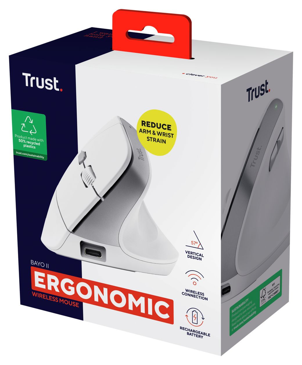 Bayo II Wireless 2400 DPI Büro Maus Optisch  (Weiß) 