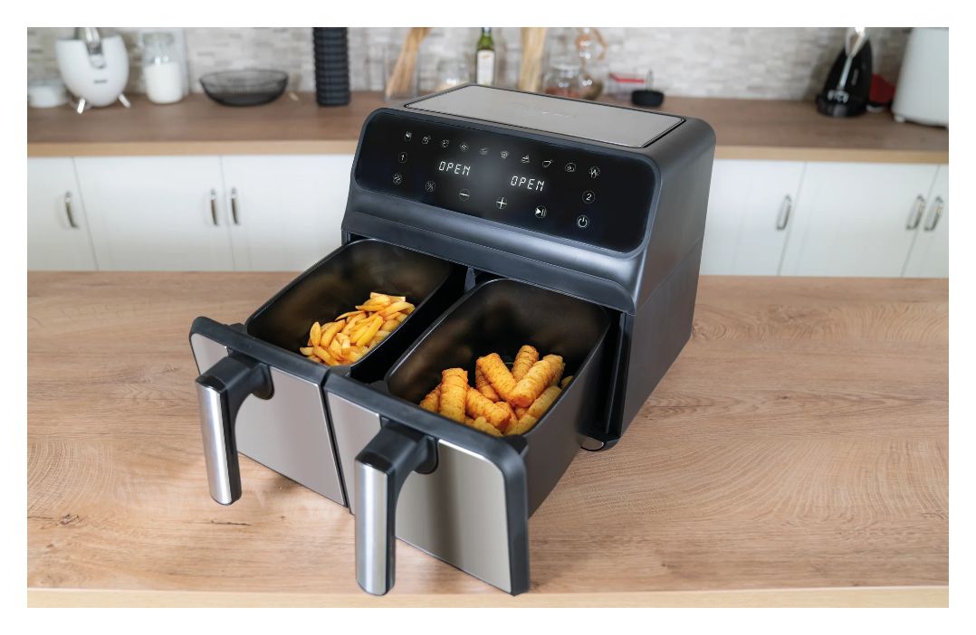 58685 Twin Zone Doppel Heißluftfritteuse 8 l 1700 W  (Schwarz, Grau) 