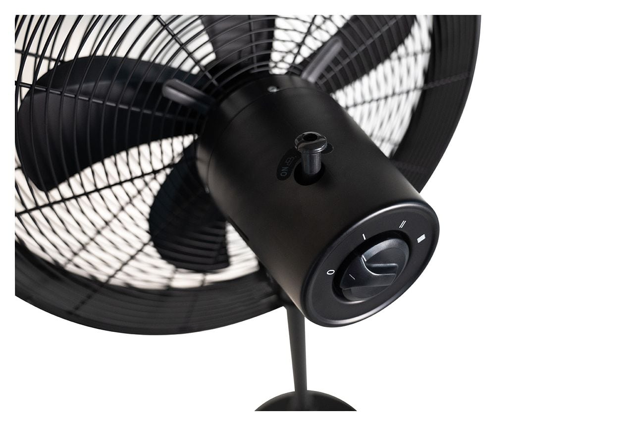 Black Steel Ventilator Stand neigbar  (Schwarz, Holz) 