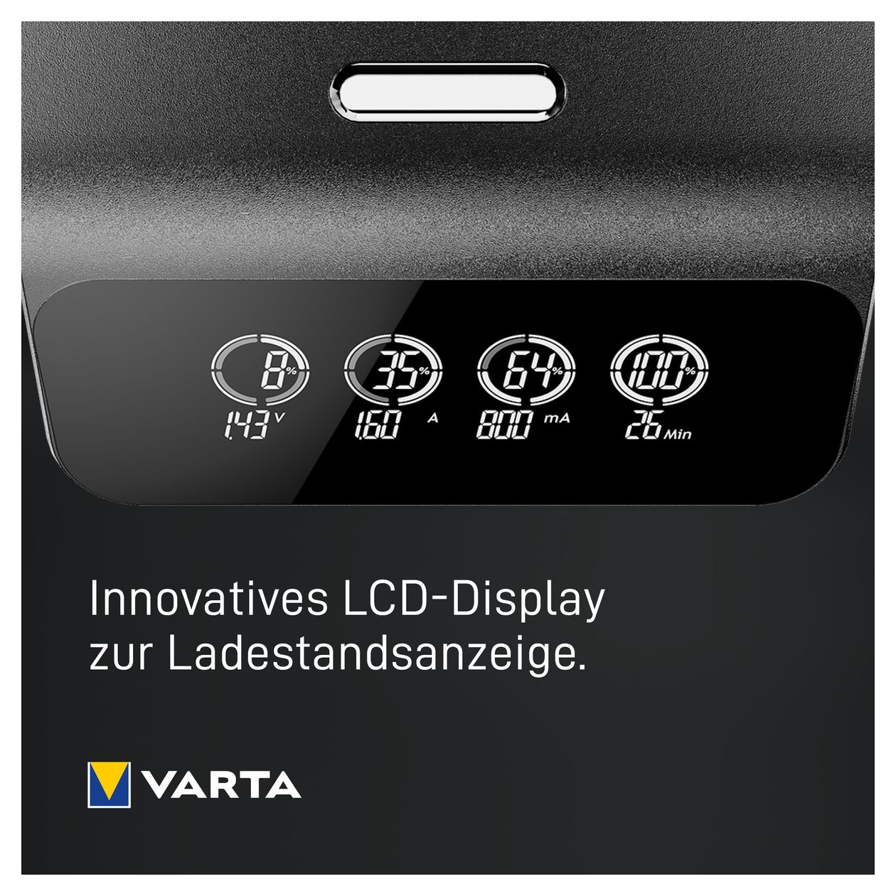 LCD Ultra Fast Charger+ AA & AAA (NiMH Akkus inkl. 4x AA 2100 mAh Akkus & AC sdapter & 12 V Adapter), schwarz 