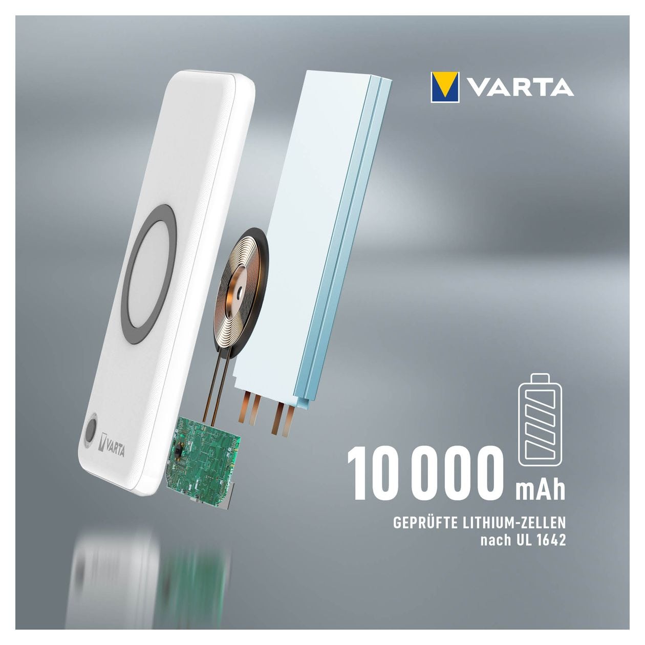 Wireless 10000 mAh Powerbank USB Typ-C Kabelloses Laden  (Weiß) 