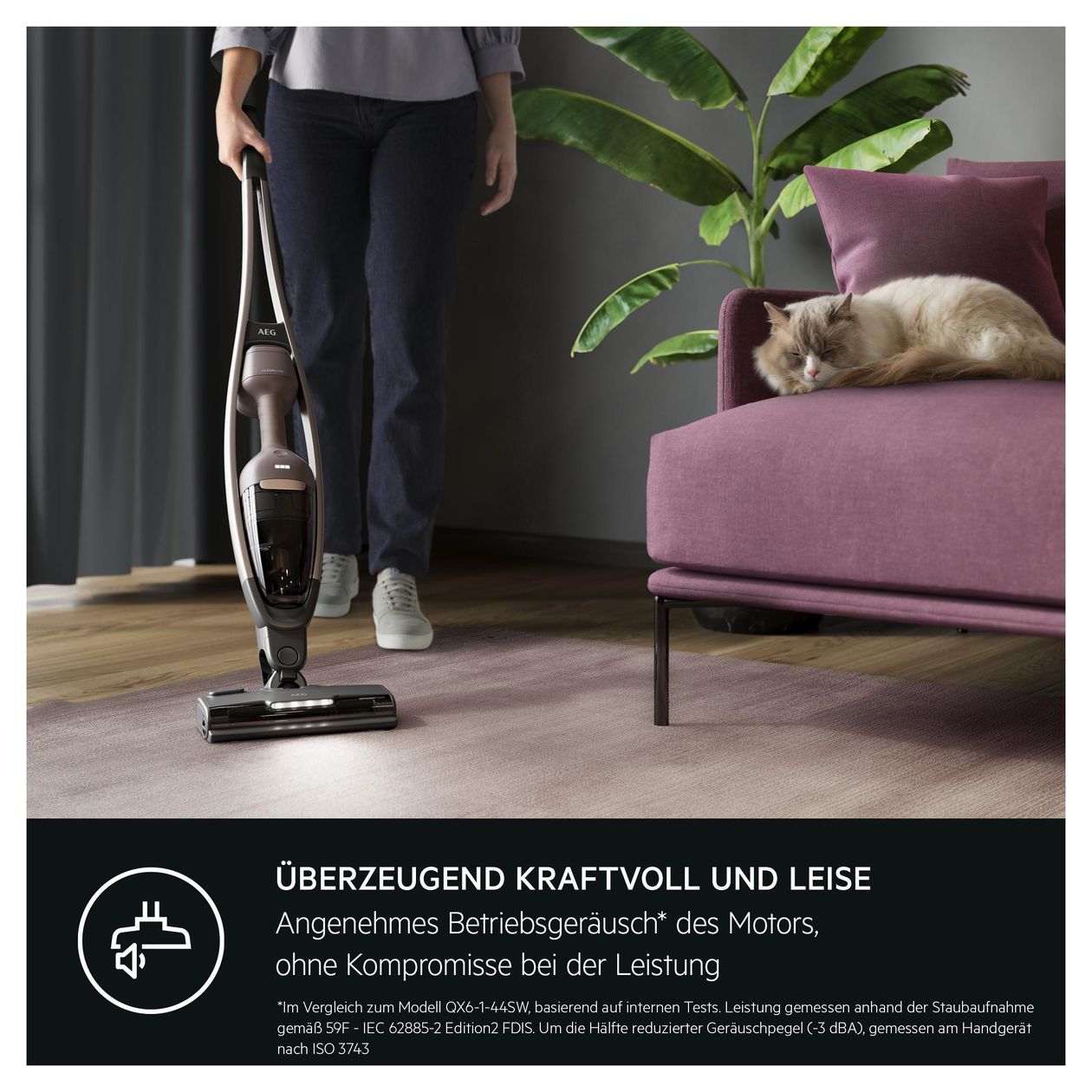 AS62A252XN Serie 6000 Handstaubsauger Beutellos bis 55 min Laufzeit 25,2 V  (Braun, Walnuss) 