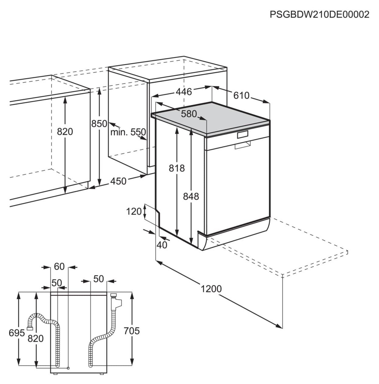 FFB73527ZM 45 cm Geschirrspüler freistehend Leise 10 Maßgedecke aquaStop Funktion Auto Open 