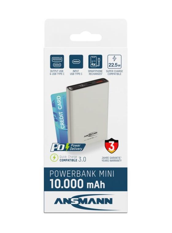 PB222PD 10000 mAh Powerbank USB Typ-C  (Weiß) 
