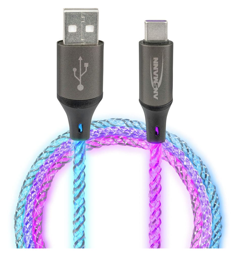 1700-0158 0,48 Gbit/s Stecker Rundkabel USB A auf USB C bis 60 W 1 m  (Mehrfarbig) 