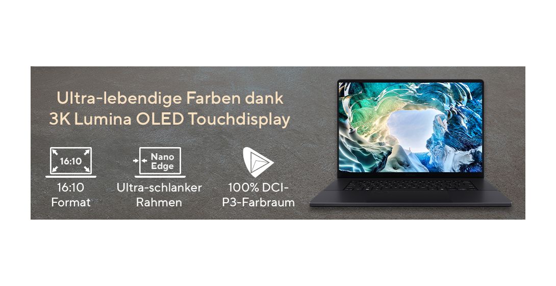 H7606WP-SR271W 2K Ultra HD Notebook 40,6 cm (16 Zoll) 2880 x 1800 Pixel 1 TB SSD Windows 11 Home AMD Ryzen 9 max. 5,1 GHz  (Schwarz) 