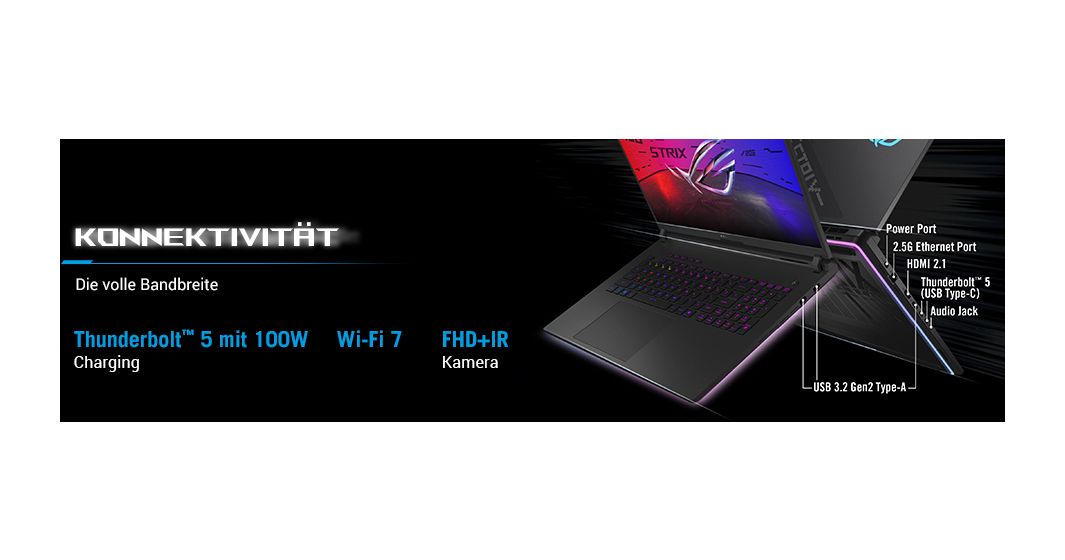 ROG Strix SCAR G835LXG-TQ378W WQXGA Notebook 45,7 cm (18 Zoll) 3840 x 2400 Pixel 64 GB Ram 4 TB SSD Windows 11 Home Intel Core Ultra 9 max. 5,5 GHz NVIDIA GeForce RTX 5090  (Schwarz) 