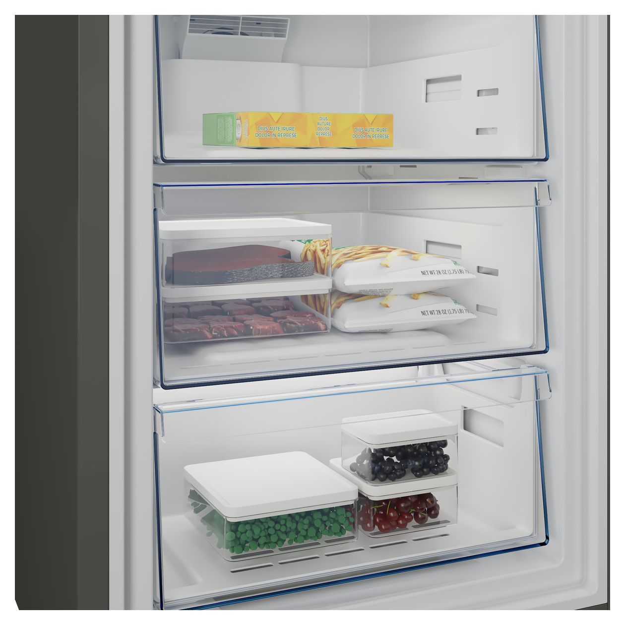 B5RCNA376HXB 252 l / 118 l Kühl-Gefrierkombi freistehend NoFrost 207 kWh Jahr  (Silber) 