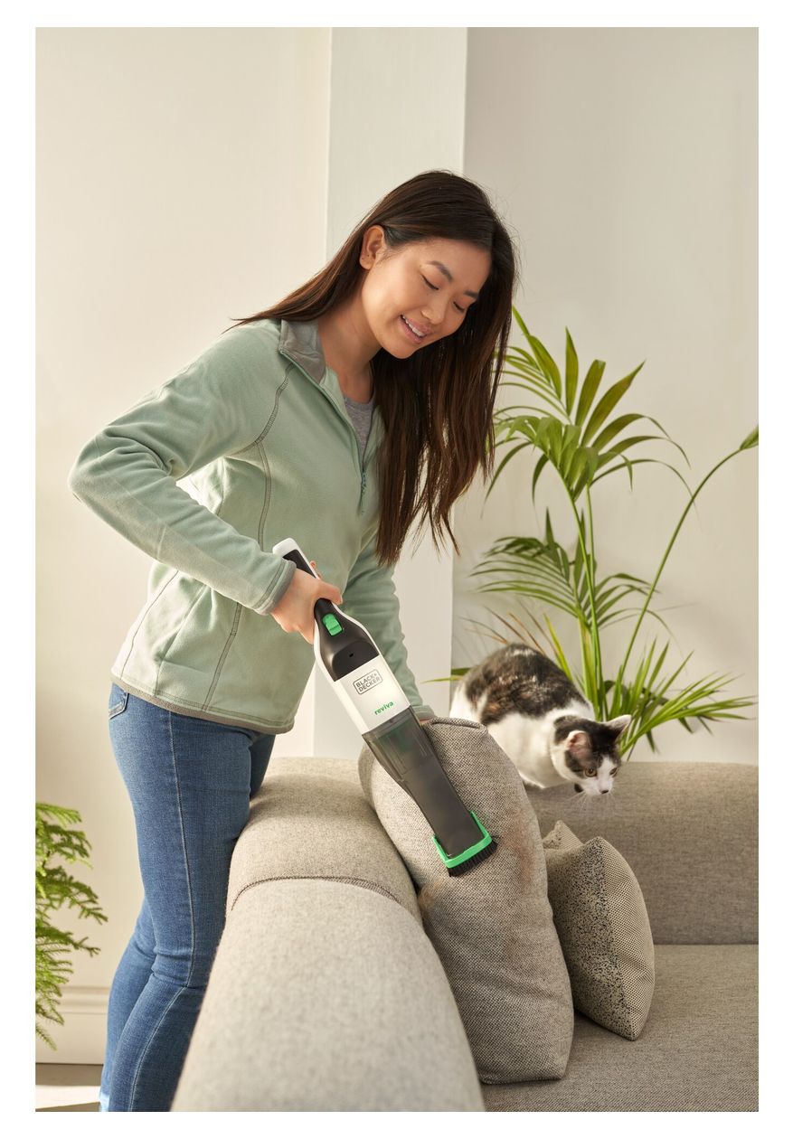 REVHV8C Handstaubsauger Beutellos bis 10 min Laufzeit 7,2 V  (Schwarz, Weiß) 