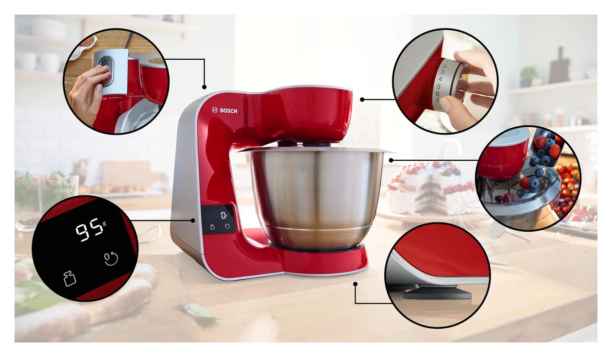 MUM5X720 1000 W Küchenmaschine 3,9 l mit Waage  (Rot, Silber) 