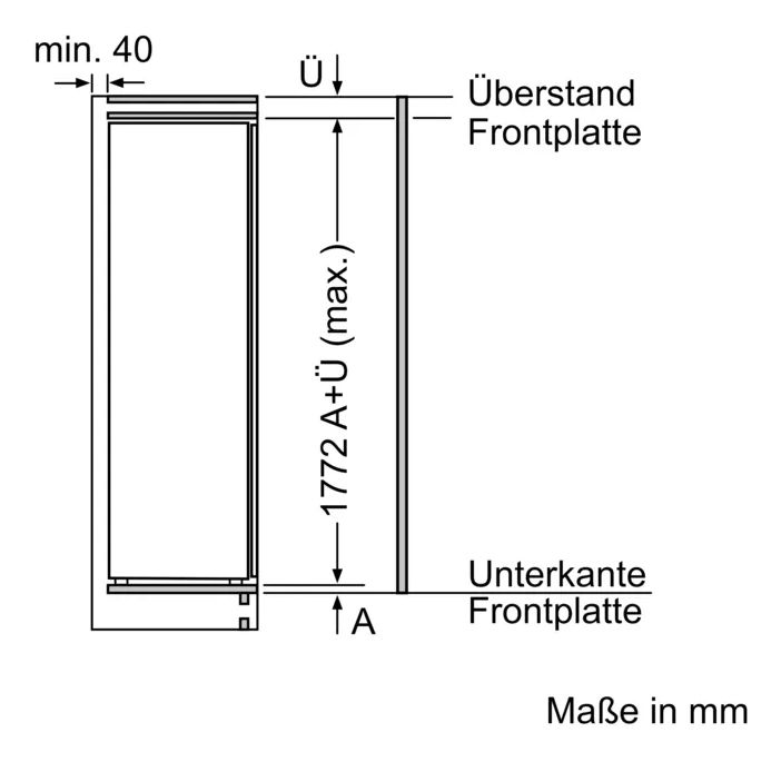 Serie 2 KIR81NSE0 Schlepptür 310 l 177,5 cm Einbaukühlschrank EEK: E 114 kWh Jahr 