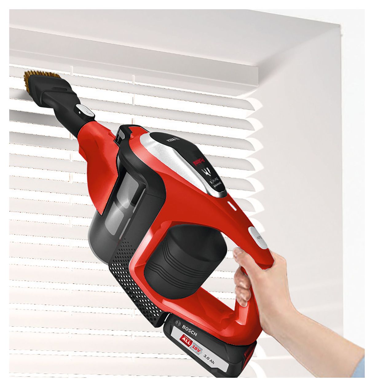 Serie 8 BBS81PETM Bundle (Schnellladegerät + Wechselakku) Handstaubsauger Beutellos bis 40 min Laufzeit 18 V Hygienefilter  (Rot) 