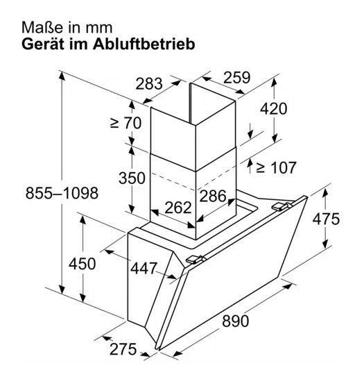 Serie 8 DWK91LT60 Umluft Dunstabzugshaube/Esse Wand 90 cm (Schwarz) 
