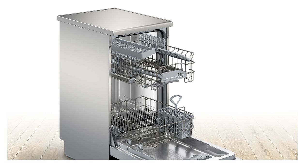 Serie 2 SPS2HKI02E 45 cm Geschirrspüler freistehend leise 10 Maßgedecke aquaStop Funktion Wärmetauscher (Edelstahl) 