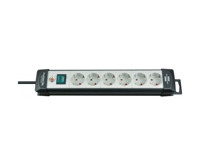Premium-Line Steckdosenleiste 6-fach 3 m  (Schwarz/Hellgrün) 
