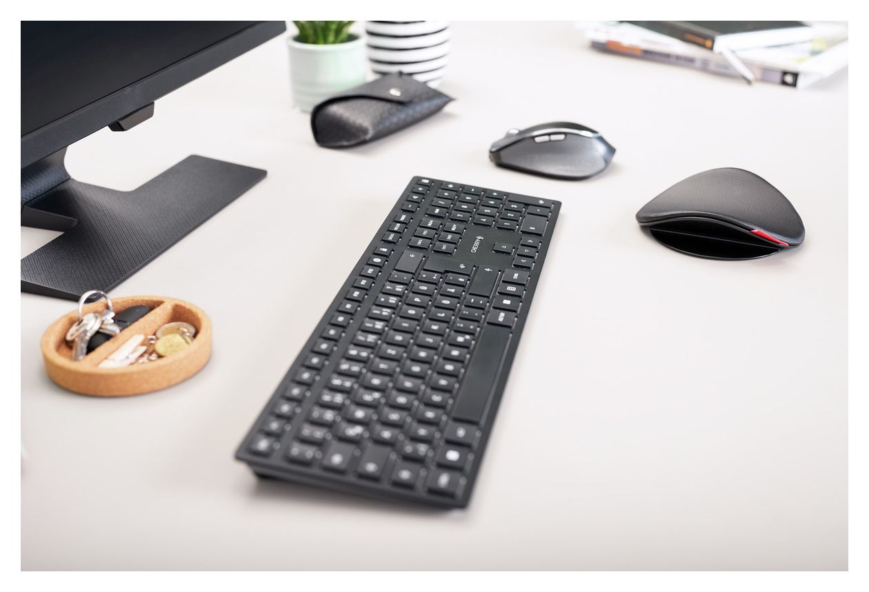 KW9100 Slim Universal Tastatur RF Wireless + Bluetooth 2.4 - 2.4835 GHz  (Schwarz) 