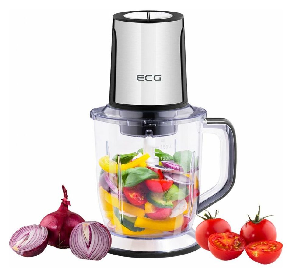 SP4015 Chop&Cut Zerkleinerer 400 W 4 Klingen 1,5 l Kunststoff Behälter  (Silber) 