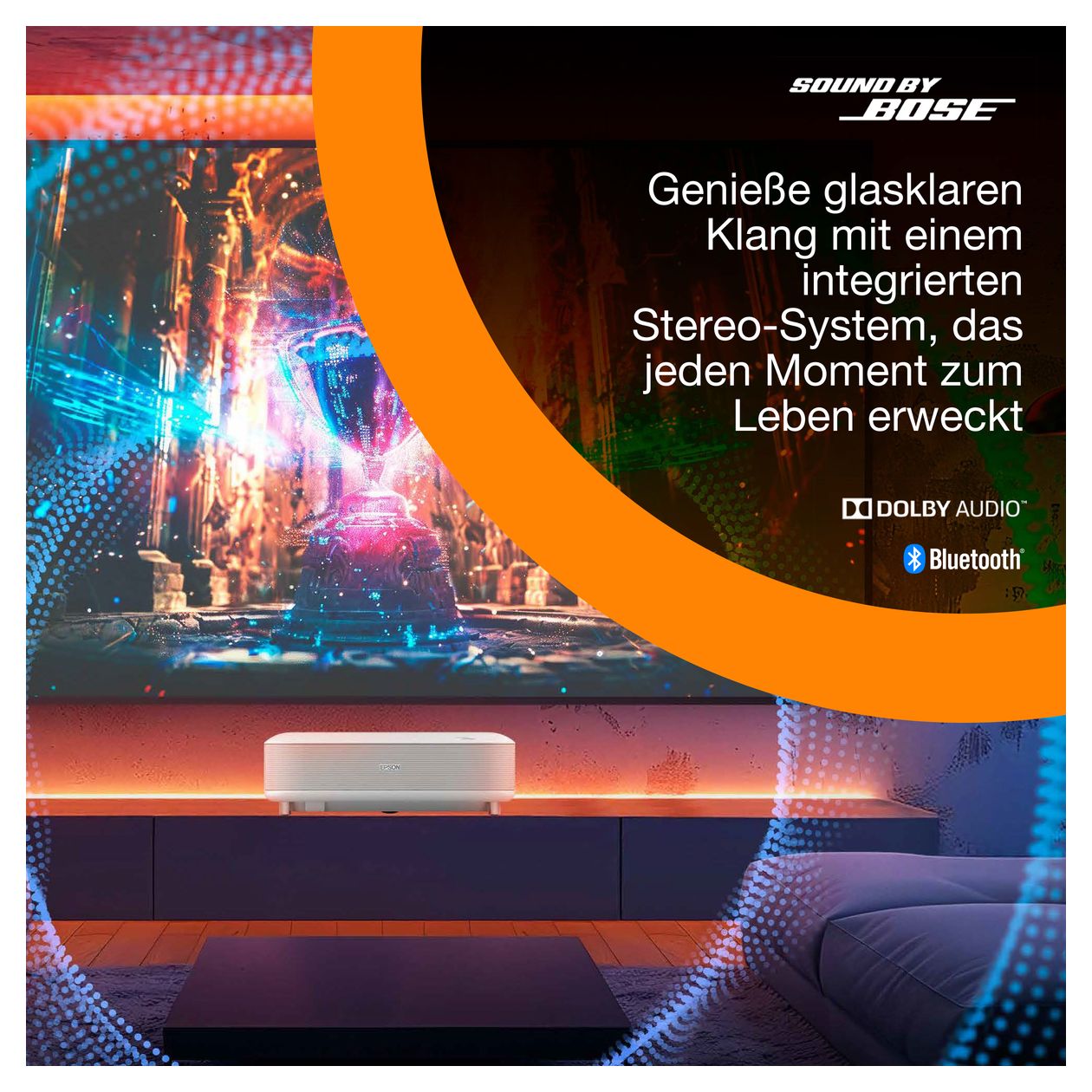 EH-LS670 Lifestudio Grand UHD 4K (3840x2160) 3LCD Laser Ultra-Short-Throw-Projektor 3600 ANSI Lumen  (Weiß) 